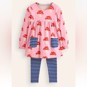 Mini Boden Girls 10-11 Toadstool Tunic & Leggings Set NWT